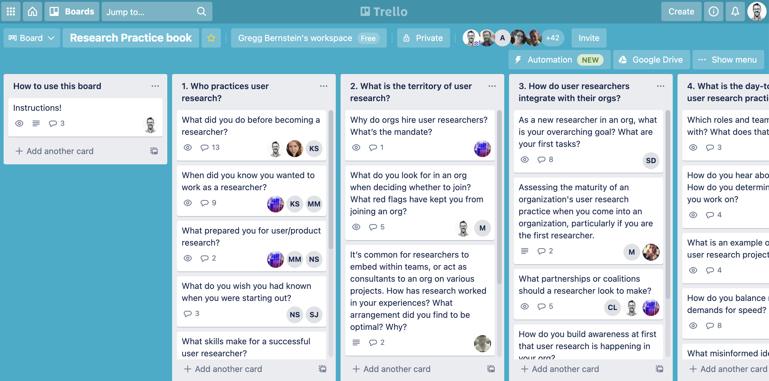 The Research Practice Trello board